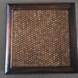 Tray in wood and woven rattan - 1st half of the 20th century