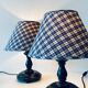 Pair of turned wooden bedside lamps