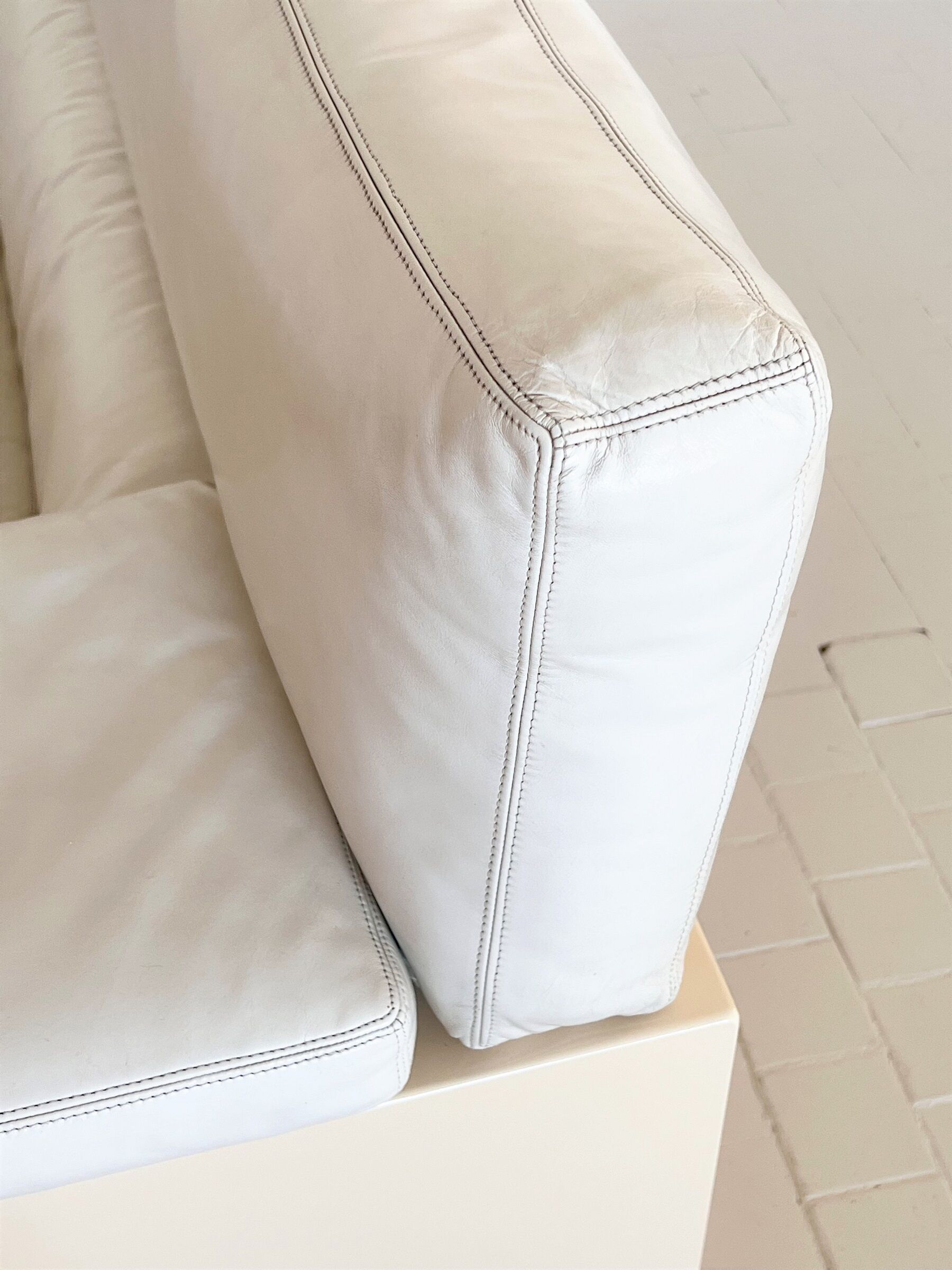 Cini Boeri for Knoll Three Seater Sofa 'Brigadier' in White Leather, 1970s