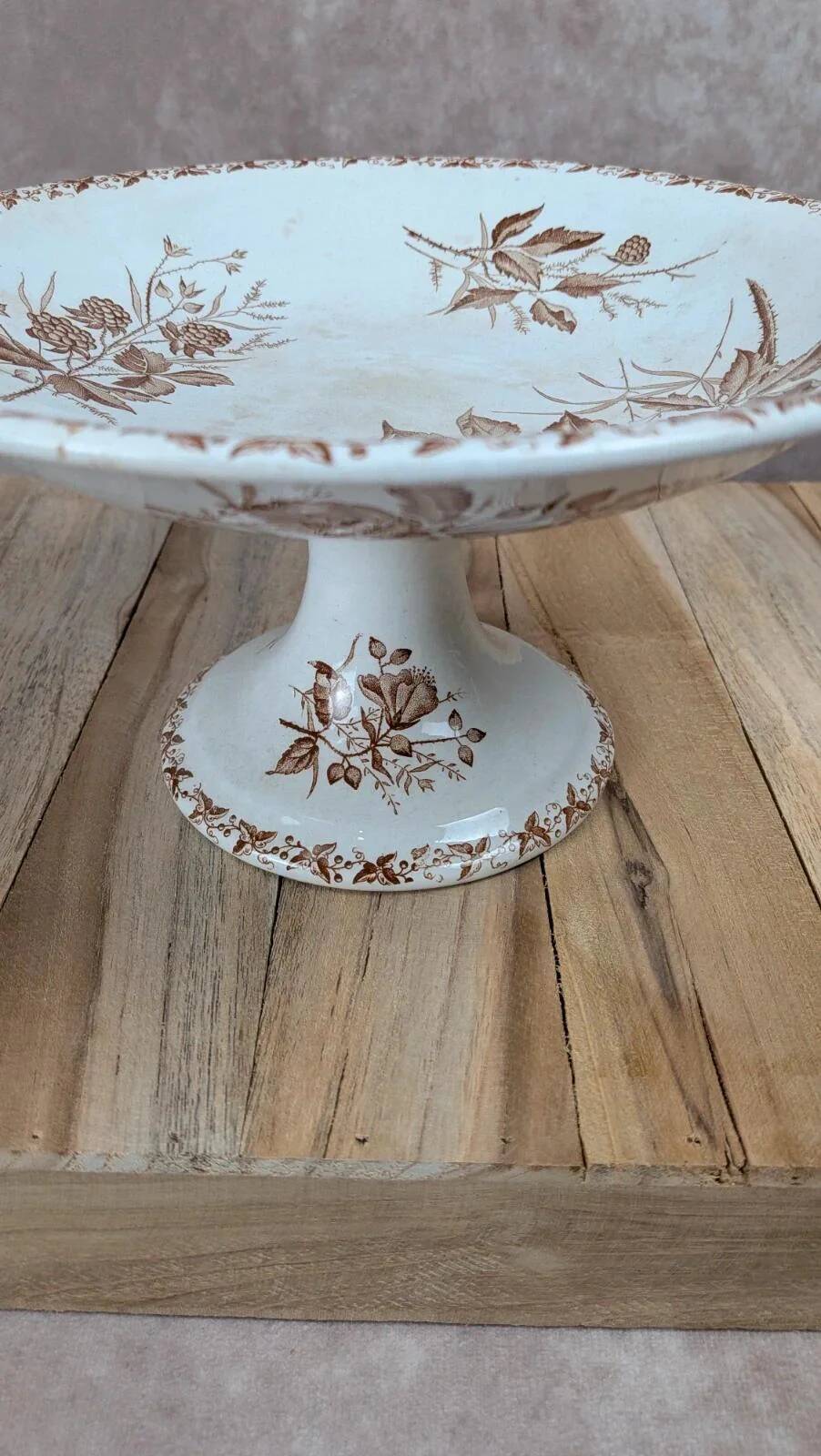Antique compotier Badonviller model Blackberry in ironstone