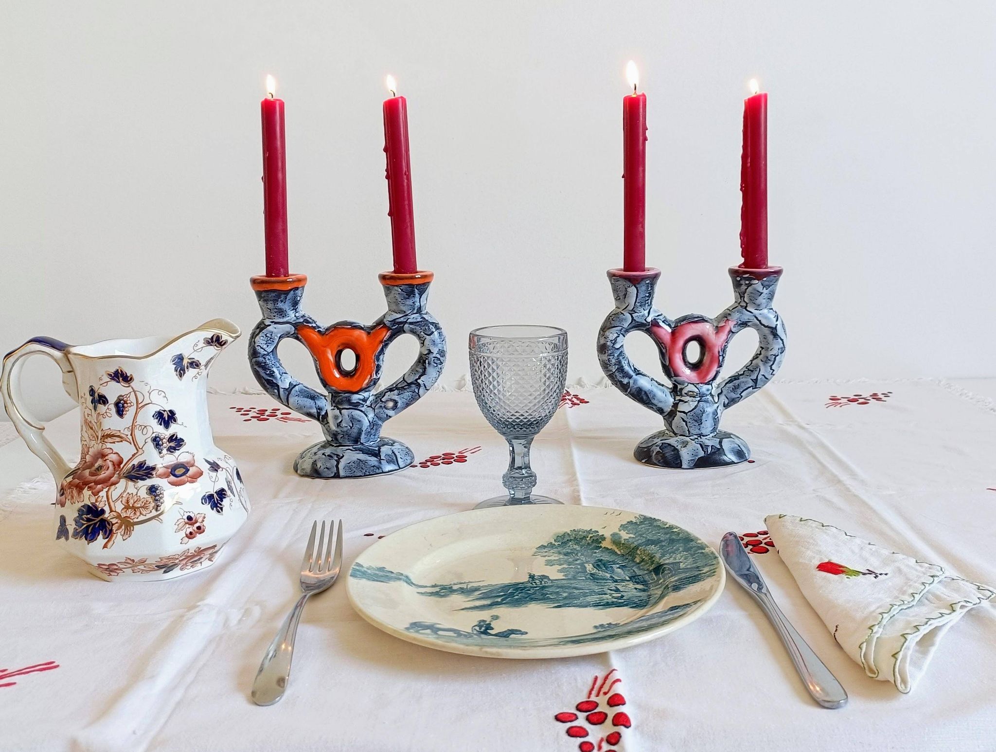 Midcentury Ceramic Candelabra by Vallauris, Gaudí Style, France, 1950s