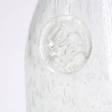 Clear bubbled glass carafe bottle from Biot, 1970s