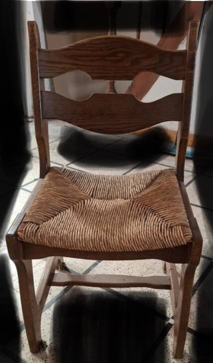 Guillerme et Chambron set of six light oak chairs