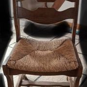 Guillerme and Chambron set of six light oak chairs