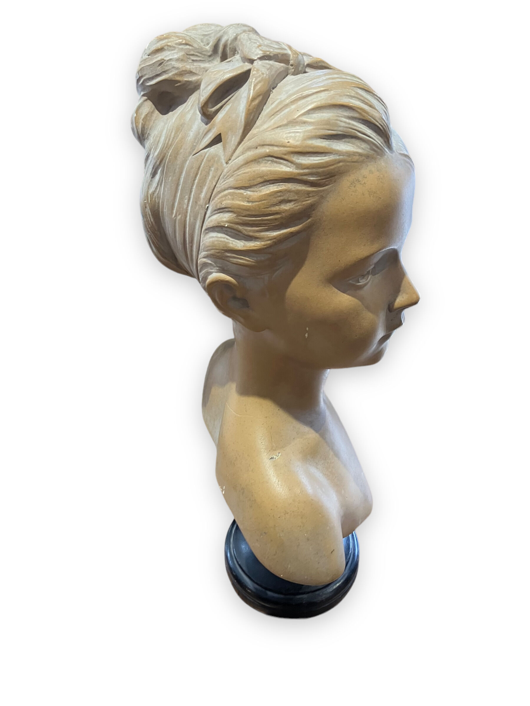 Bust of louise brongniart in patinated plaster after houdon