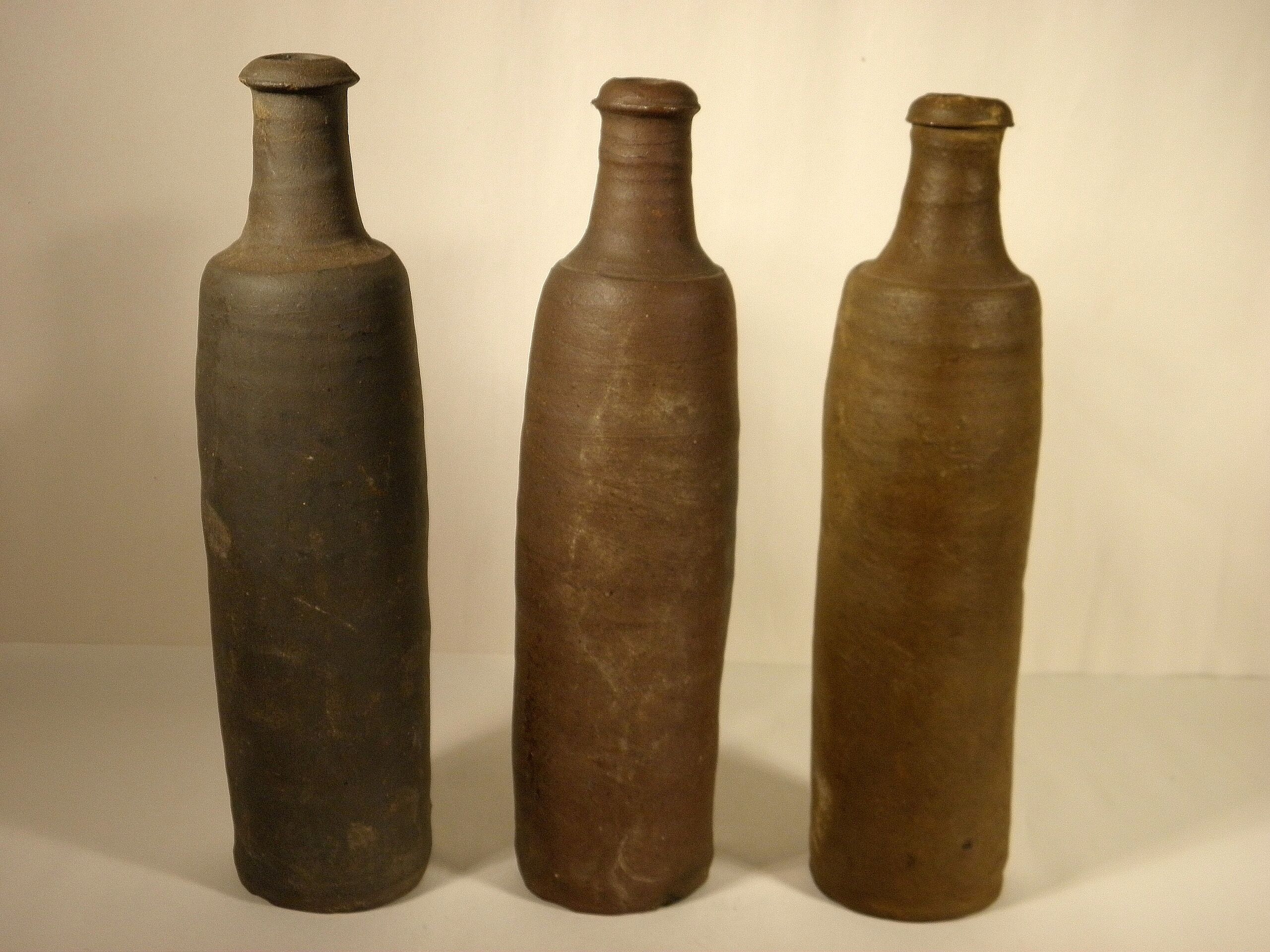 Set of three stoneware bottles