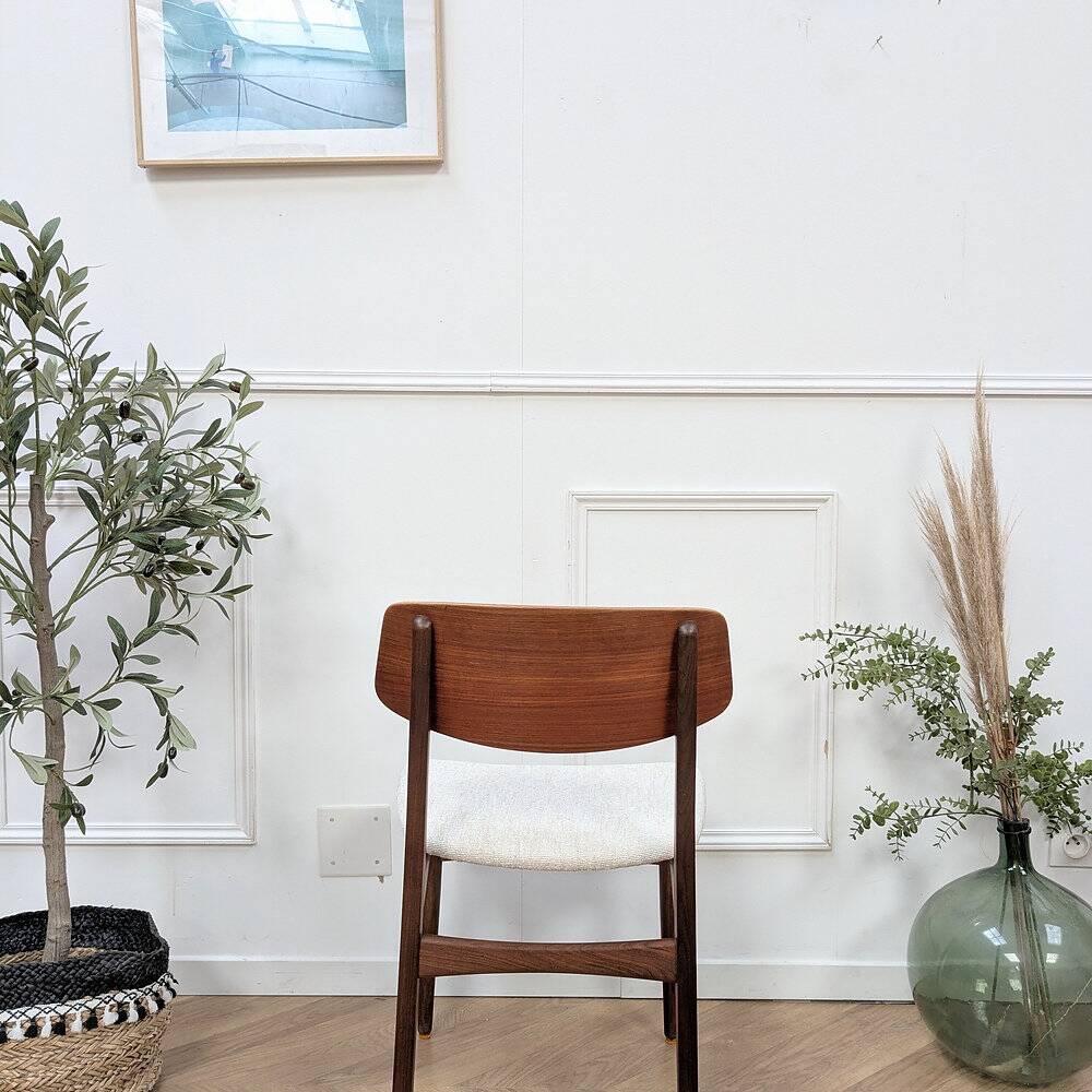 Chaises scandinave teck & tissu