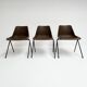 Brown and black set of 6 Polyprop chairs on a metal frame. The Polyprop cha