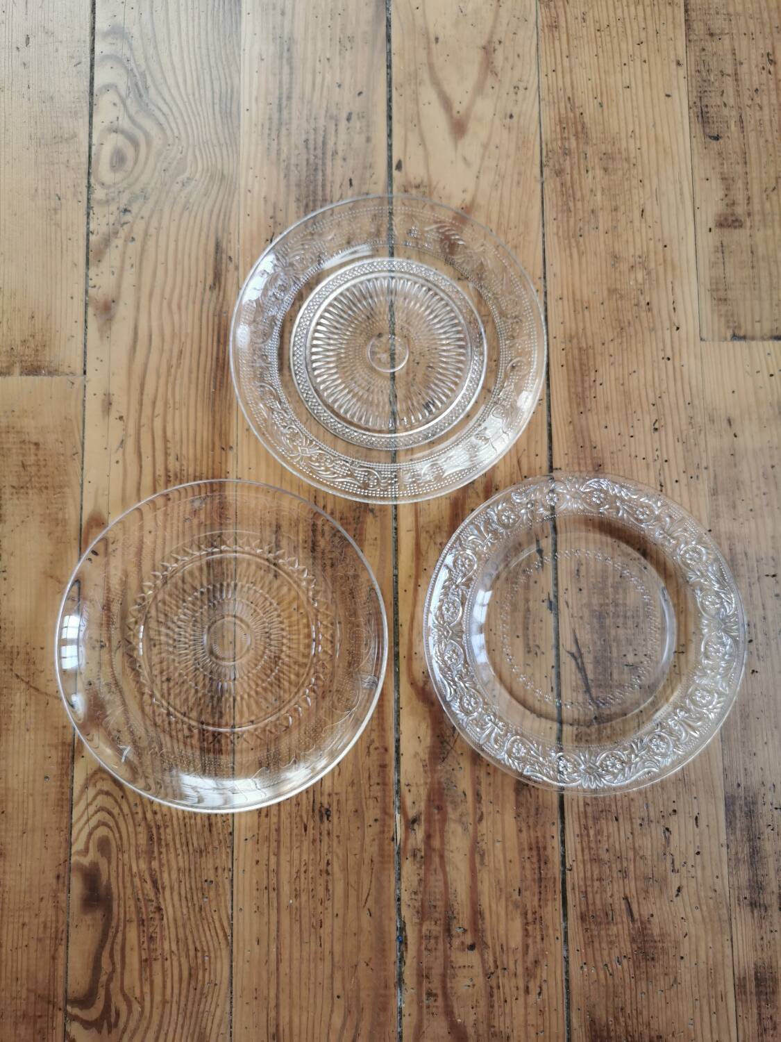 Vintage Mismatched Glass Dessert Plates
