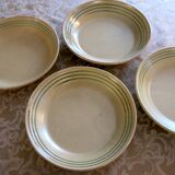 4 deep stoneware plates from Sarreguemines, Chaumière model