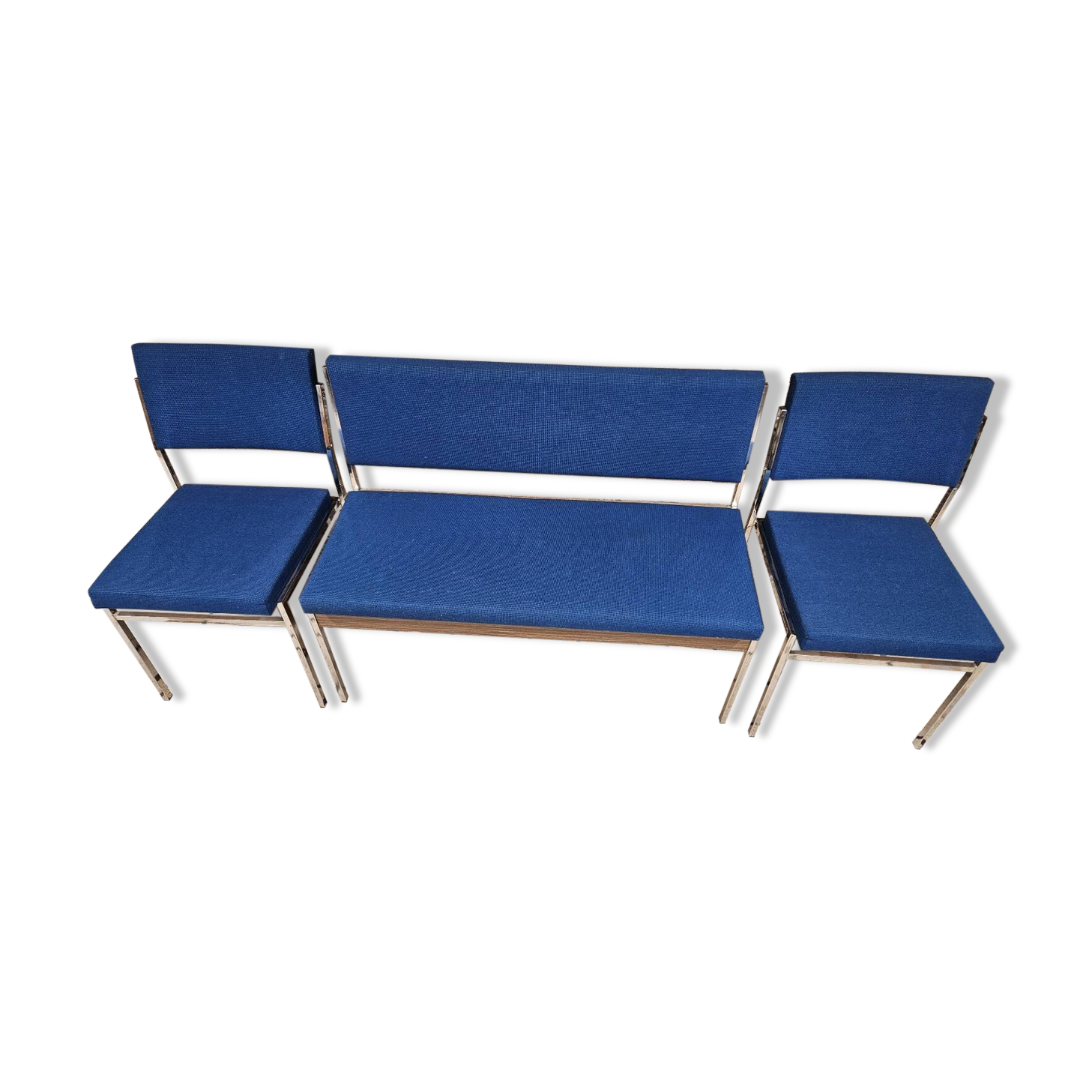 Bench and its two vintage chairs 1970