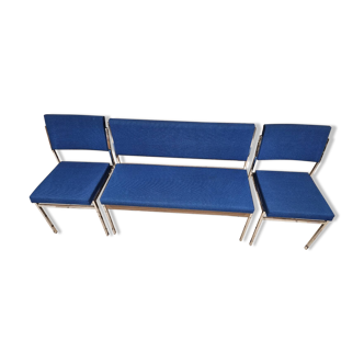 Banc et ses deux chaises vintage 1970