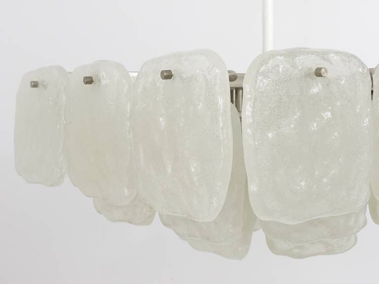 Very large square chandelier J.T. Kalmar with frosted glass panels, Austria, 1960s.