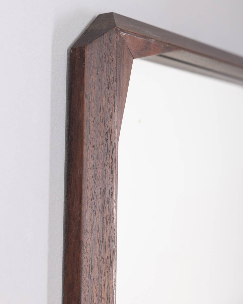 VINTAGE 1960S WALL MIRROR IN WALNUT WOOD DESIGNED BY DINO CAVALLI