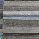 7x9 Gray & Teal Green Handmade Kilim Rug, 224x264Cm