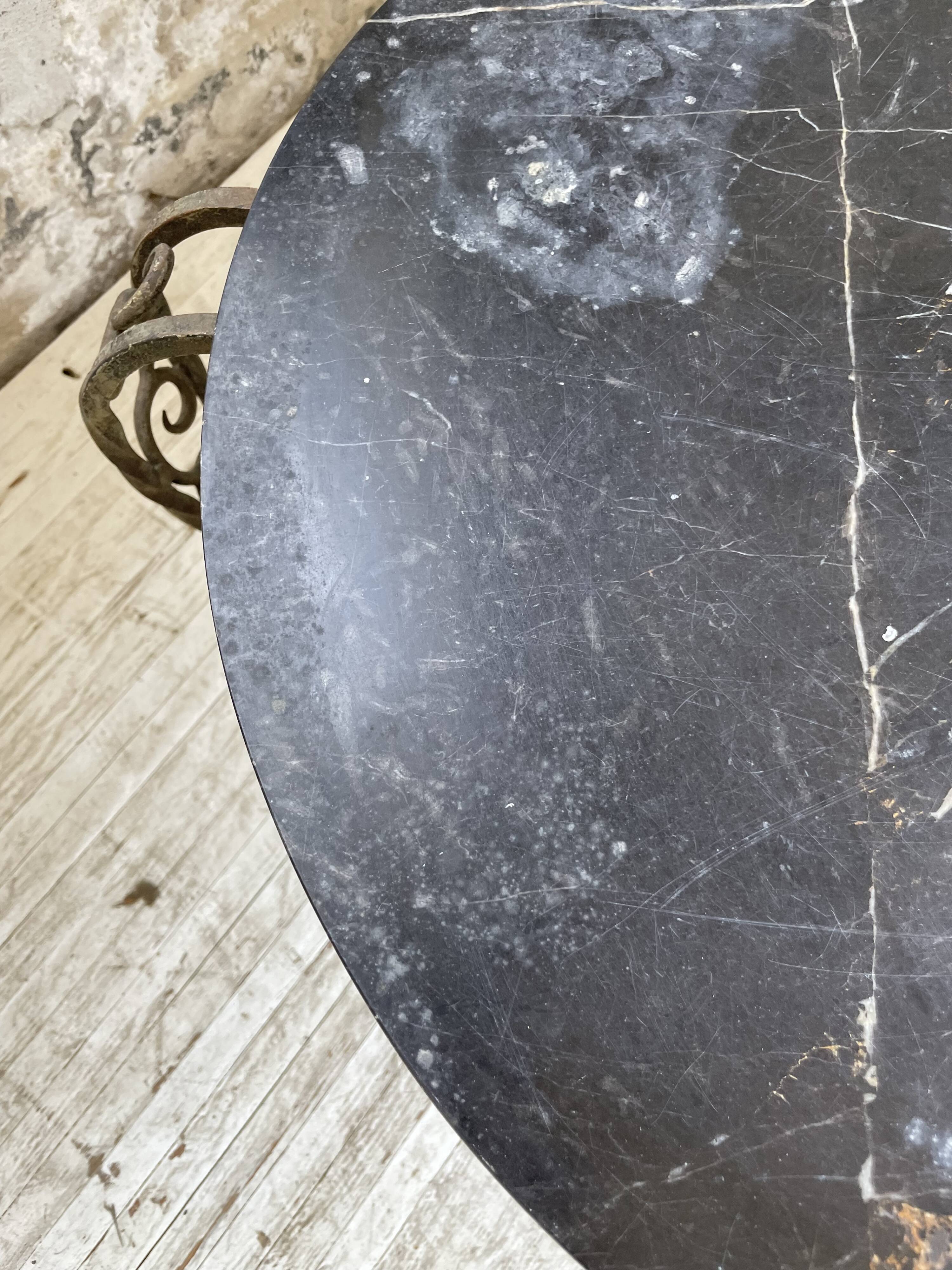 René Drouet coffee table in metal and black marble.