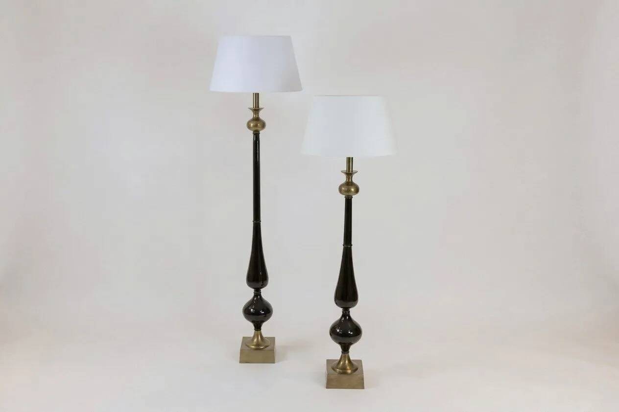 Pair of Floor Lamps in Black and Gold, The Netherlands — 1990s