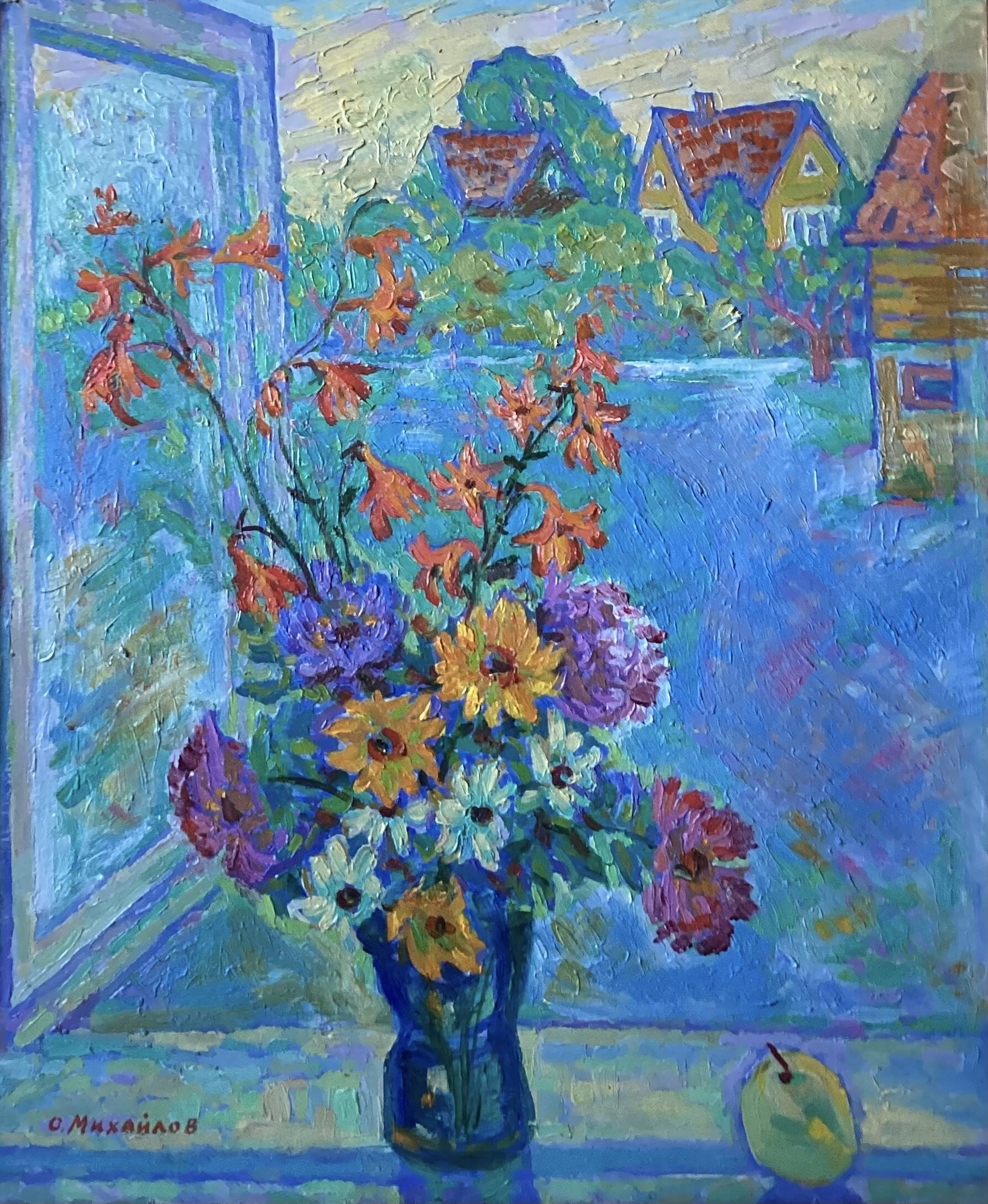 Oil painting on cardboard signed, dimensions: height - 88 cm, width - 75 cm.