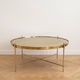 Round golden mirrored retro coffee table