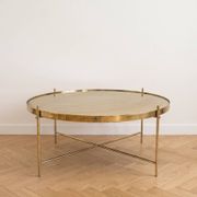 Round golden mirrored retro coffee table