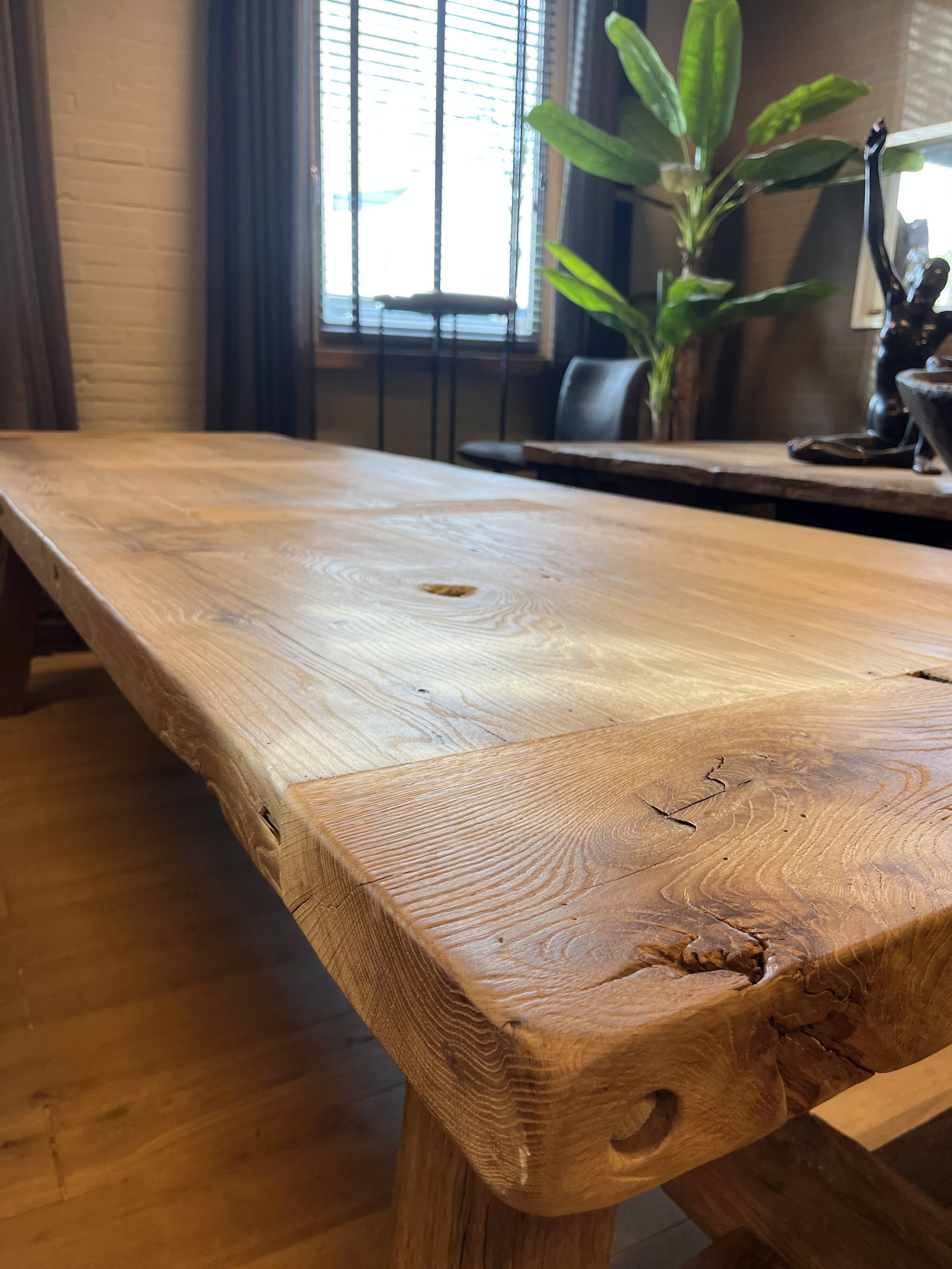 Tower antique oak farmhouse table - 300 by 93 cm