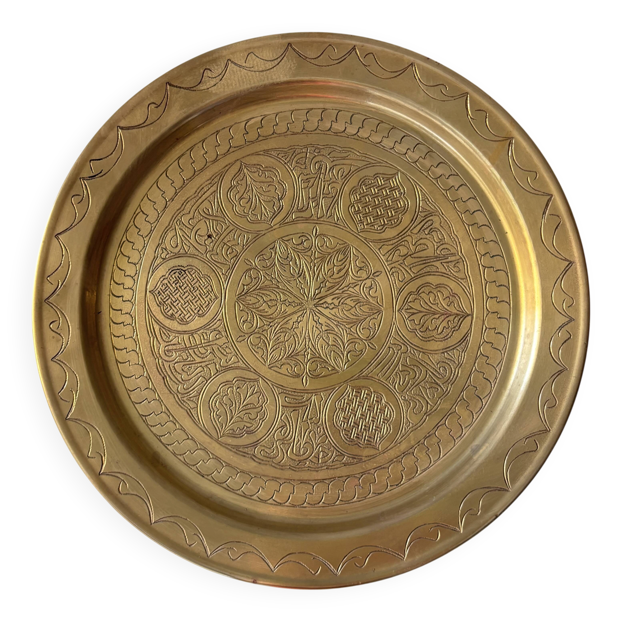 Engraved brass wall plate - oriental decor, arabesques