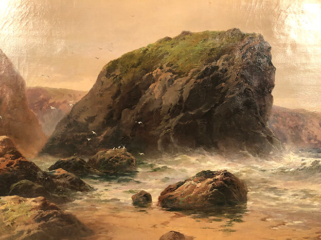 George Henry Jenkins (1843-1914). The shore, very large oil on canvas framed.