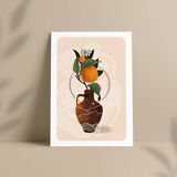 Illustration "Vase and clementines" A4