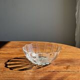 Small vintage Arcoroc Codec glass salad bowl with stylized petal patterns
