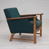 1970s, Danish armchair, furniture wool, solid oak wood.