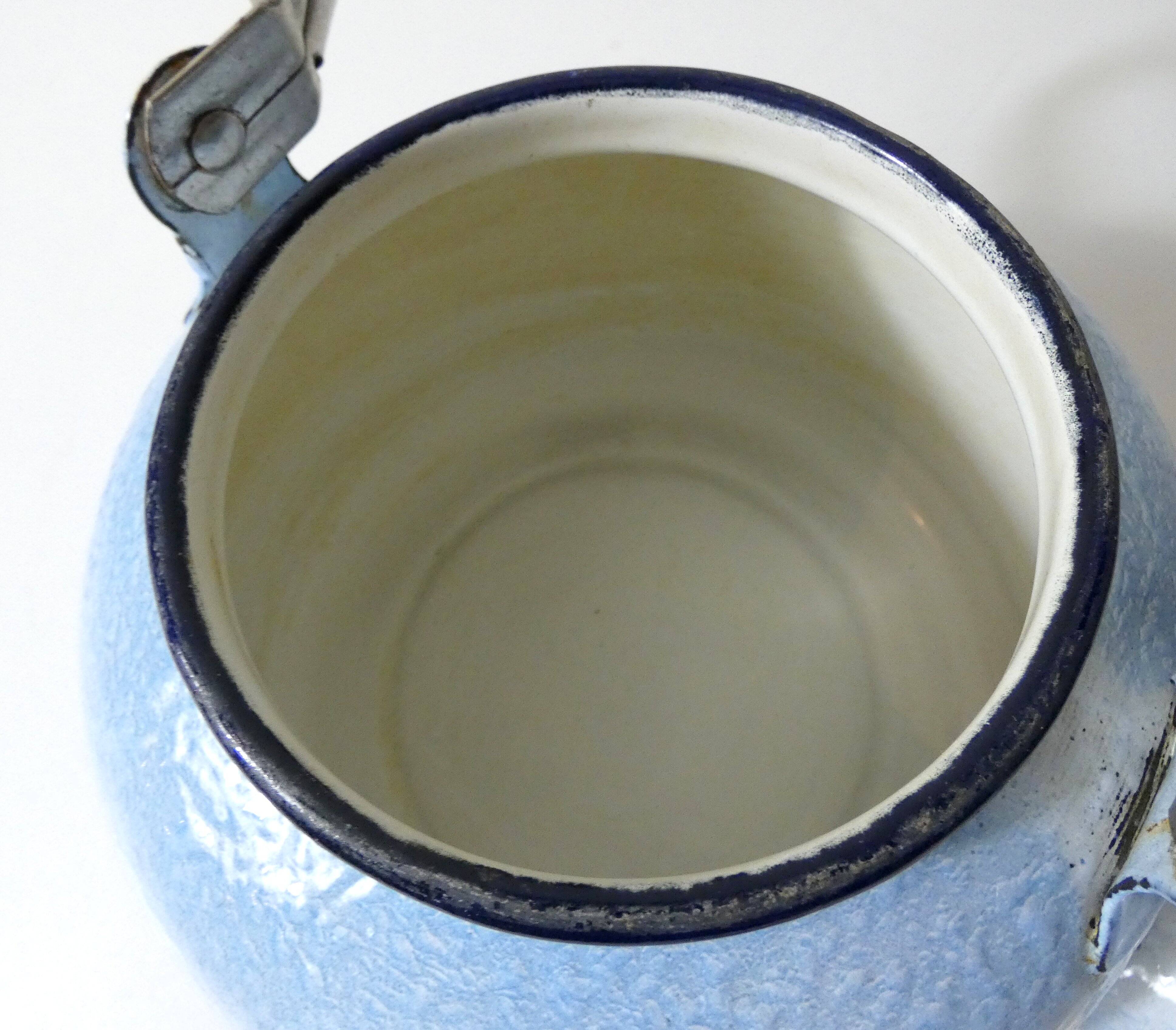 old enamelled steel kettle