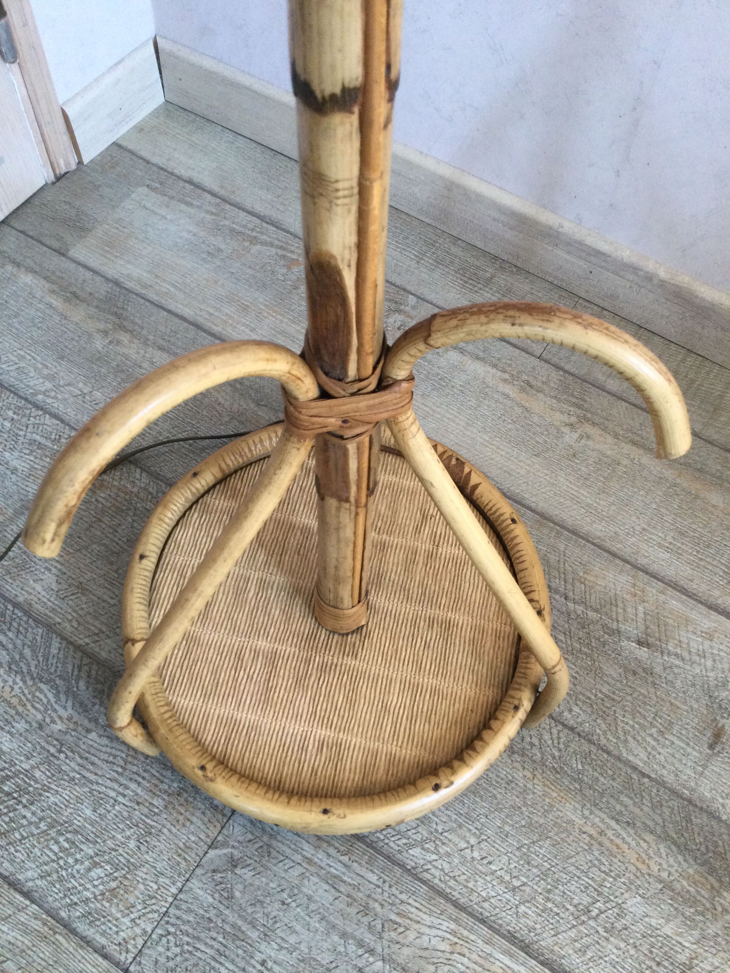 Floor lamp 60s bamboo rattan