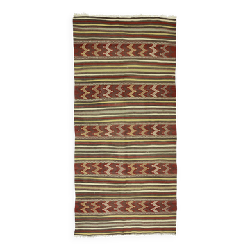 Grand Turkish Kilim Yoruk Vintage 150x300 cm Geometric Stripes