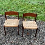 Pair of minimalist vintage chairs "Pia" by Poul Cadovius for Royal Persiennen, Denmark