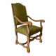 Fauteuils tapissés vert olive, cloutés