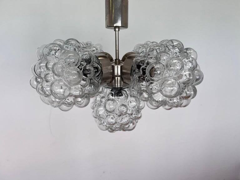 Design Glass and chrome pendant by Kamenicky Senov, Czechoslovakia, 1970s