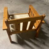 Retro pine suede armchair 1970