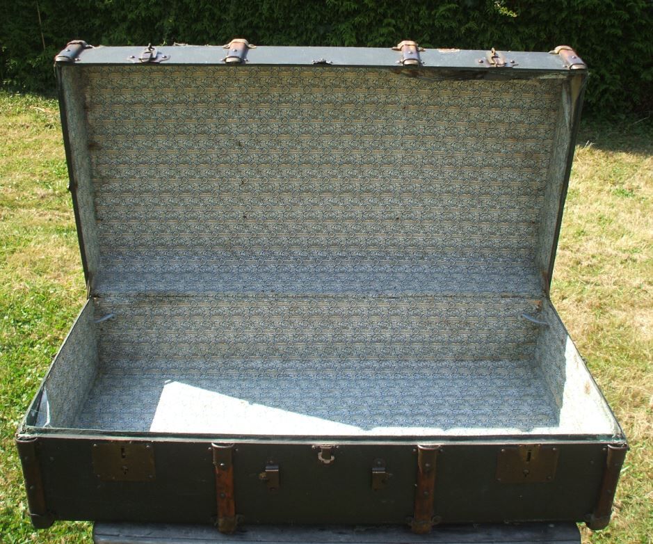 Green vintage travel trunk