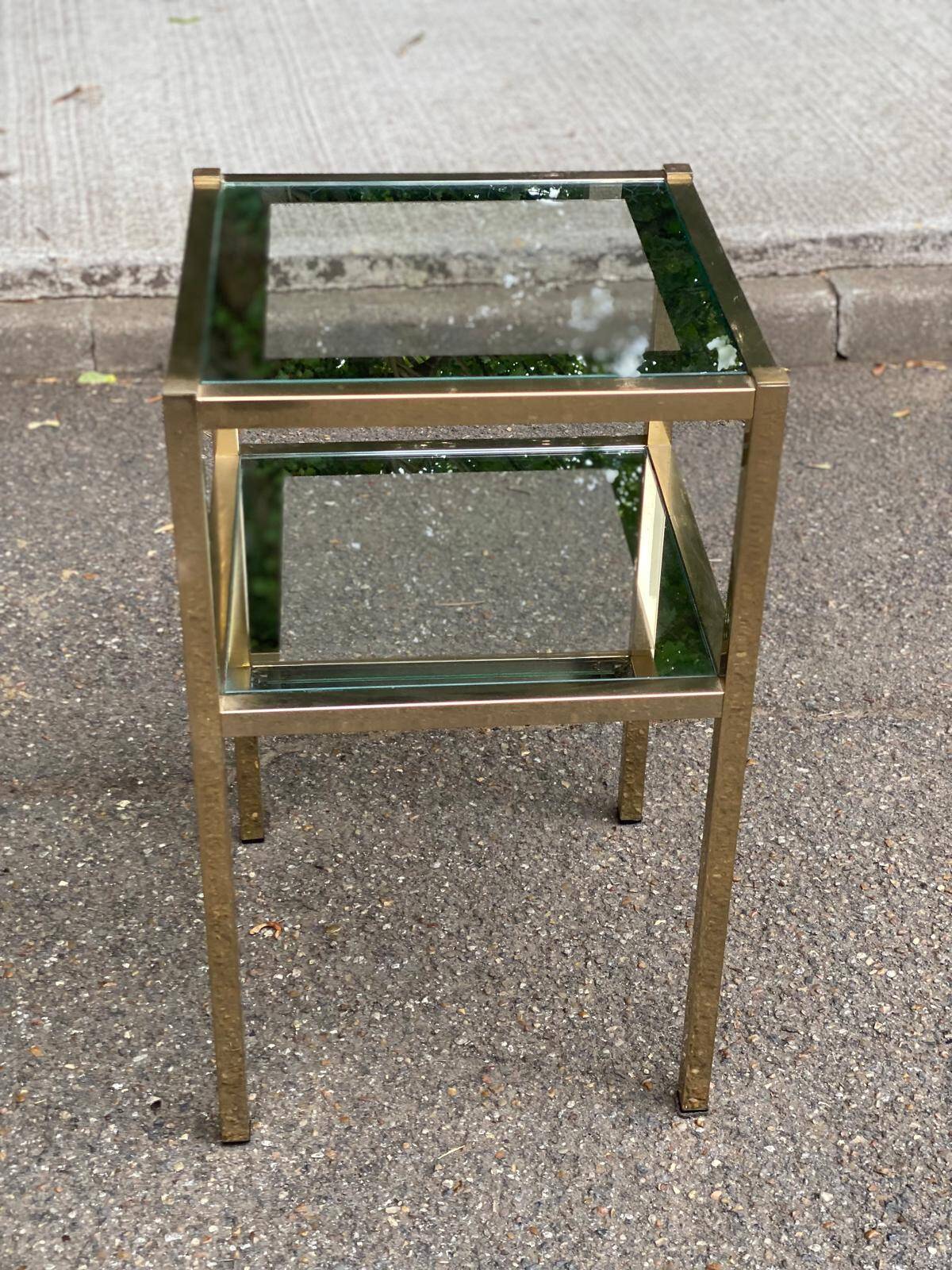 2 bedside tables, end tables in brass and transparent glass Maison Ja