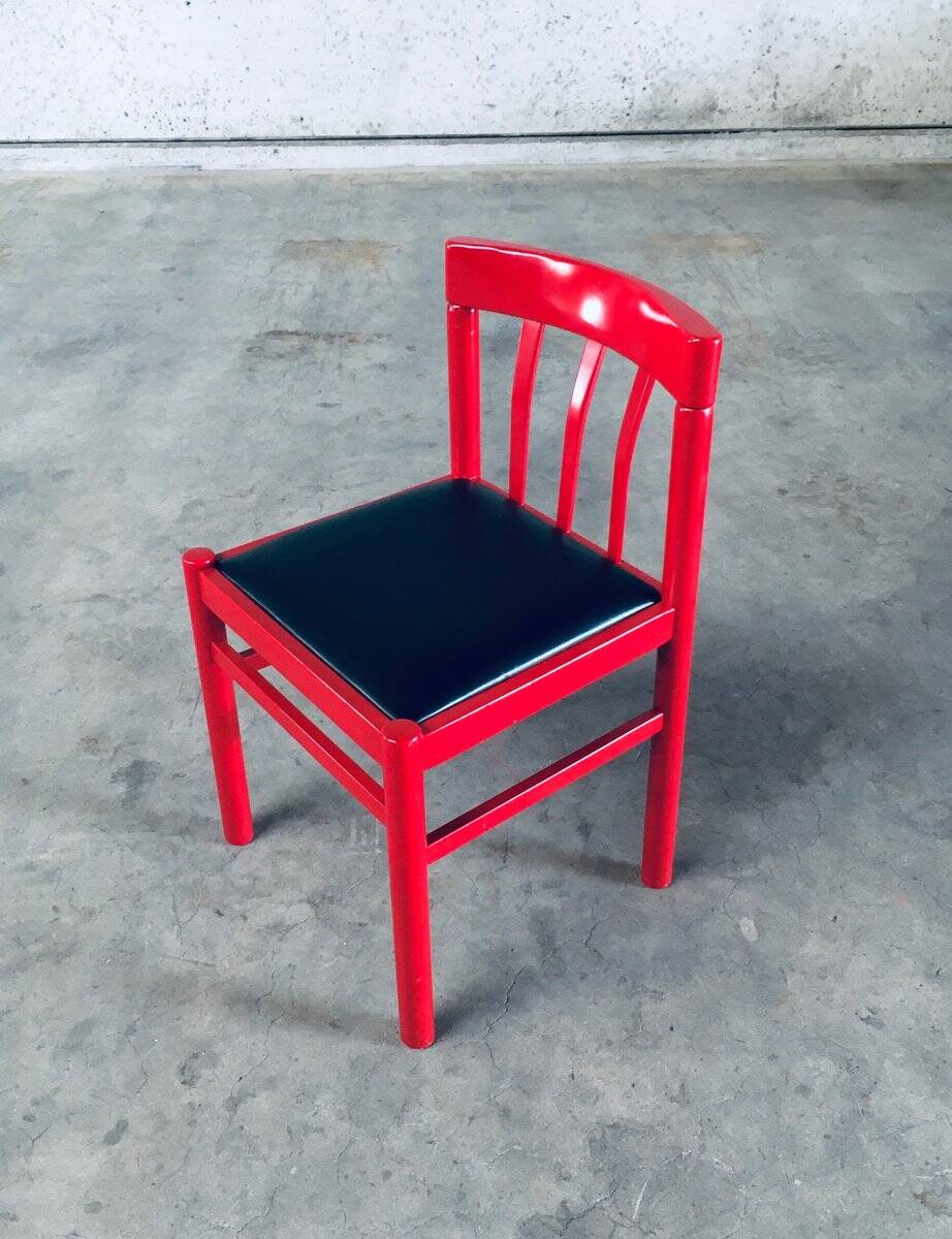 Mid-Century Modern Design Red Dining Chair Set, Belgium, 1960s, Set of 6