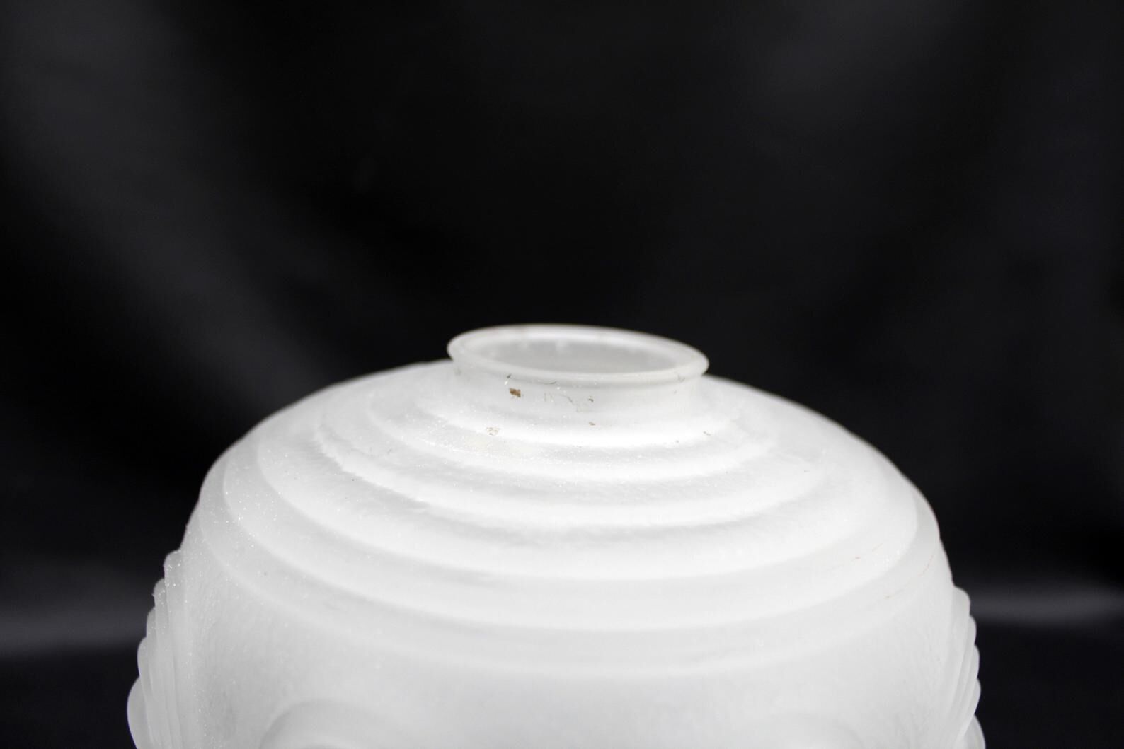 Art deco, vintage frosted white glass globe, swirl design light shade