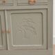 Antique art deco buffet in solid oak – pure lizard green & paint and natural wood – 121 cm