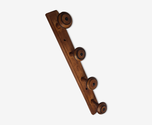 Porte-manteau rustique à fixer au mur 4 patères, 52 cm