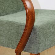 Fauteuil vintage Art Déco en bois courbé et tissu vert olive