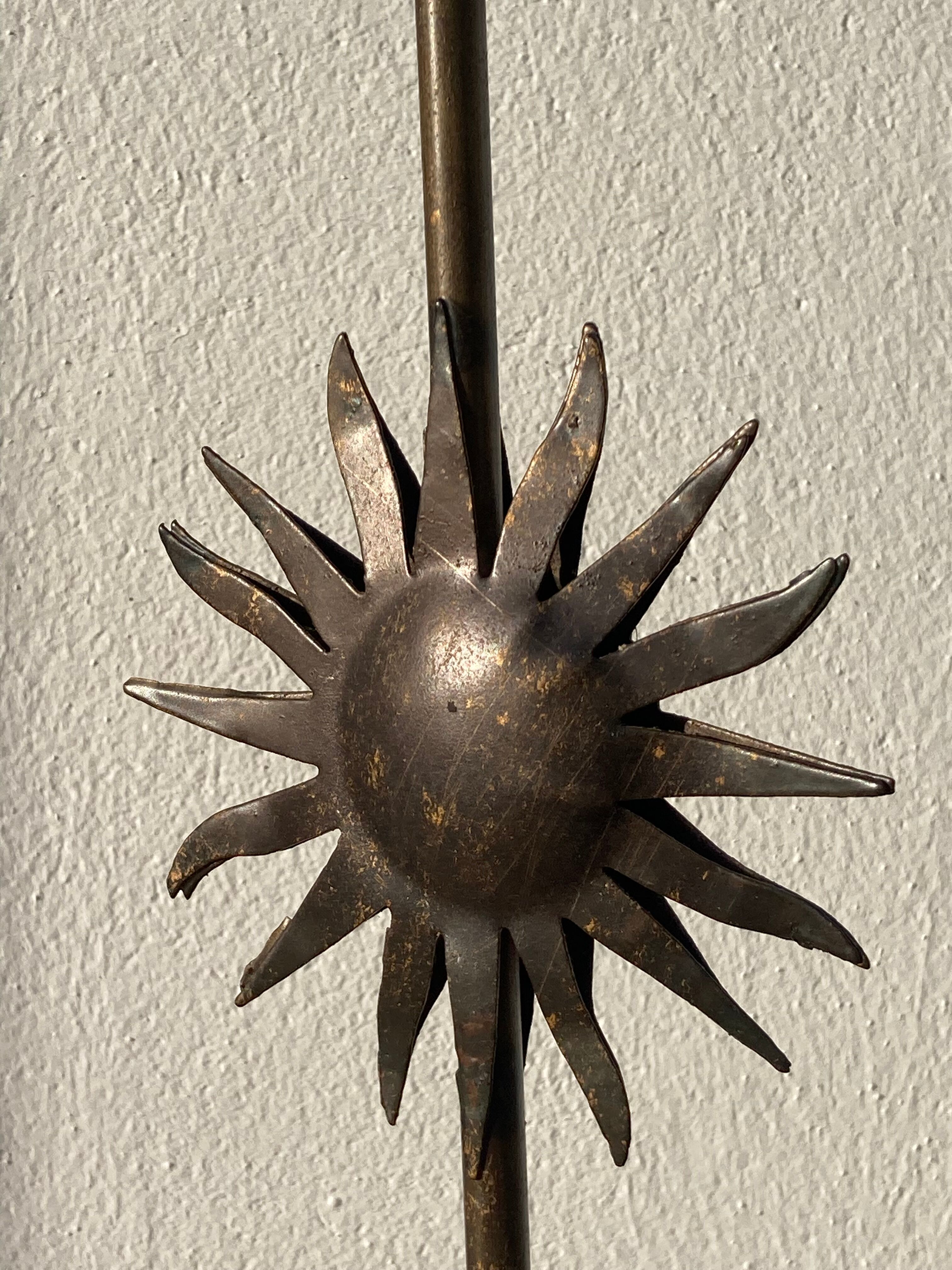 Vintage sun-shaped wrought iron lamp foot