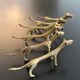 6 lioness-shaped brass knife holders