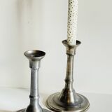 Pair of vintage pewter candlesticks