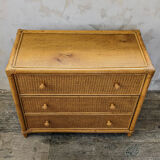 Commode rotin et cannage
