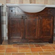 Vintage Poplar Wood Vanity Cabinet with Wash Basin, 1960s, Set of 2
