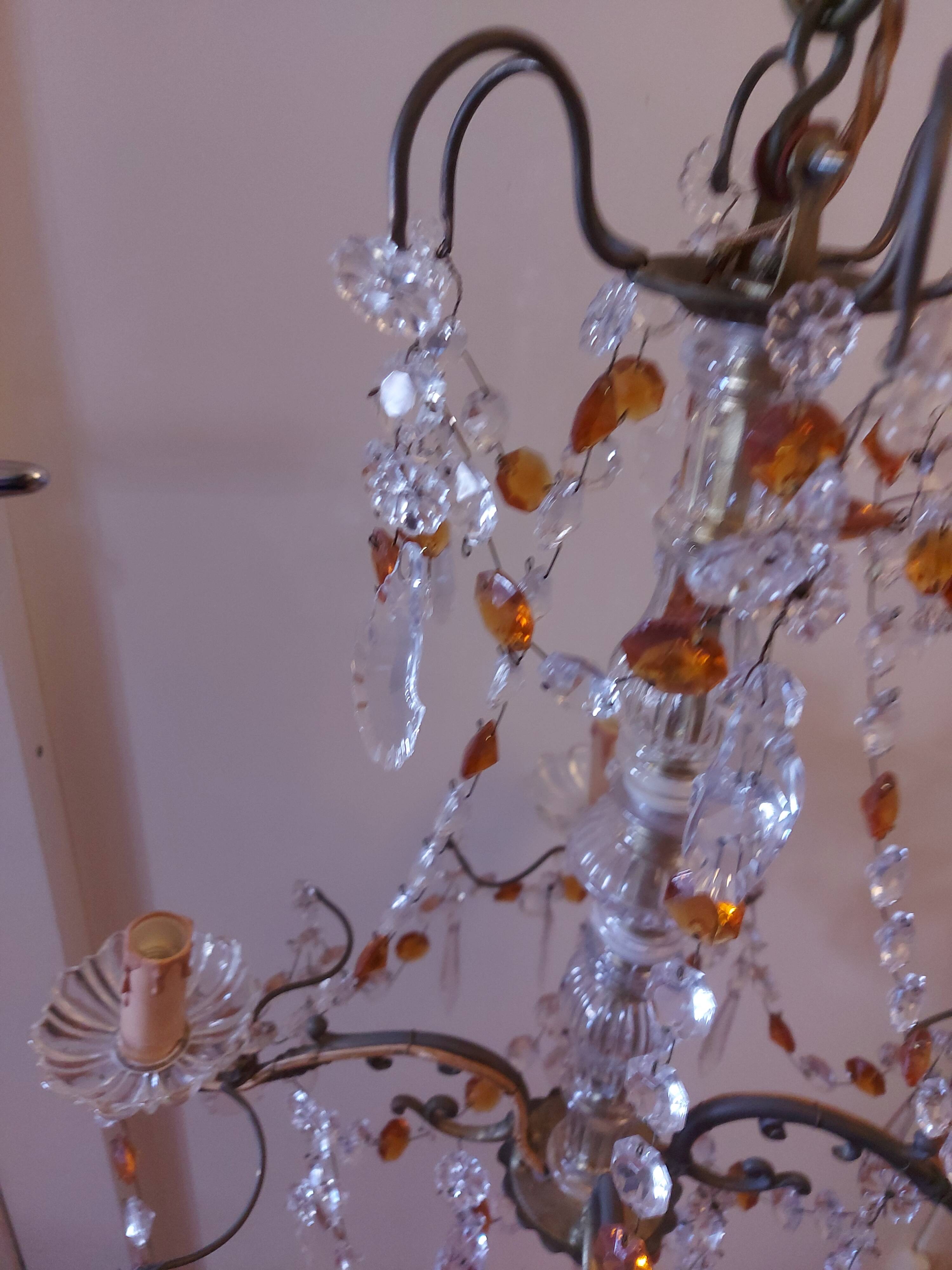 Chandelier to, colored crystal tassels